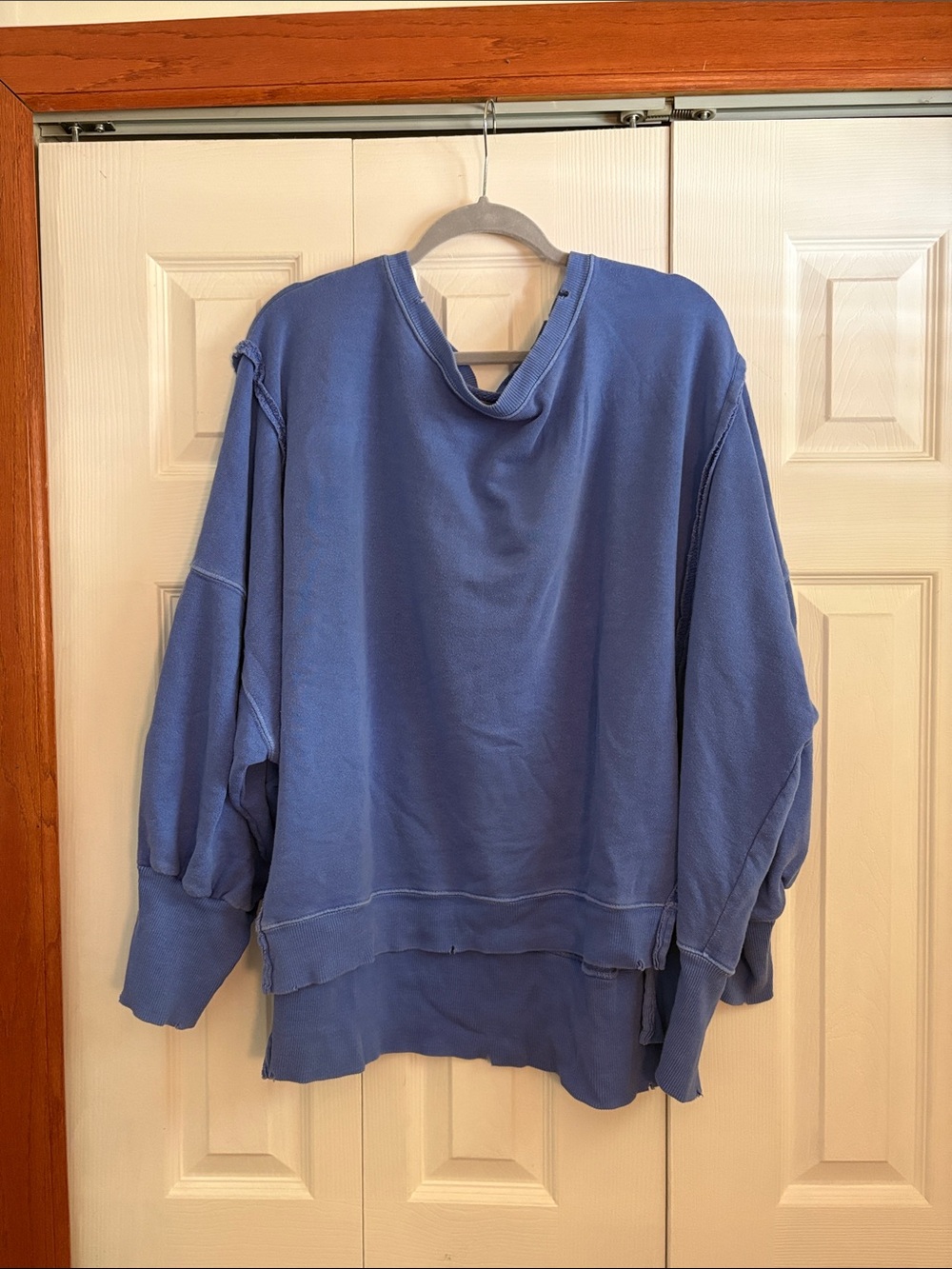 Free People womens Washed Periwinkle/Blue Crewneck Sweatshirt